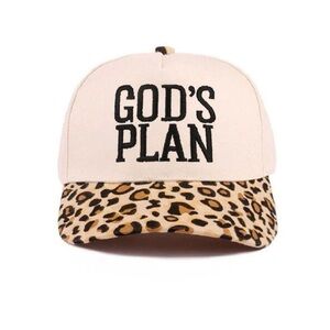 “God’s Plan" Leopard Print Brim Trucker Hat
